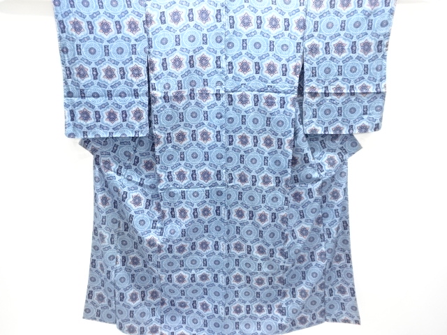 アンティーク　華紋模様手織り紬着物